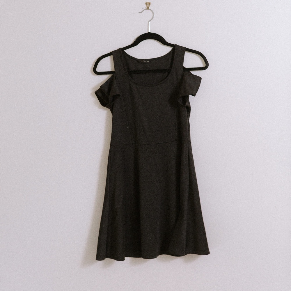 Cold Shoulder Black Mini Dress